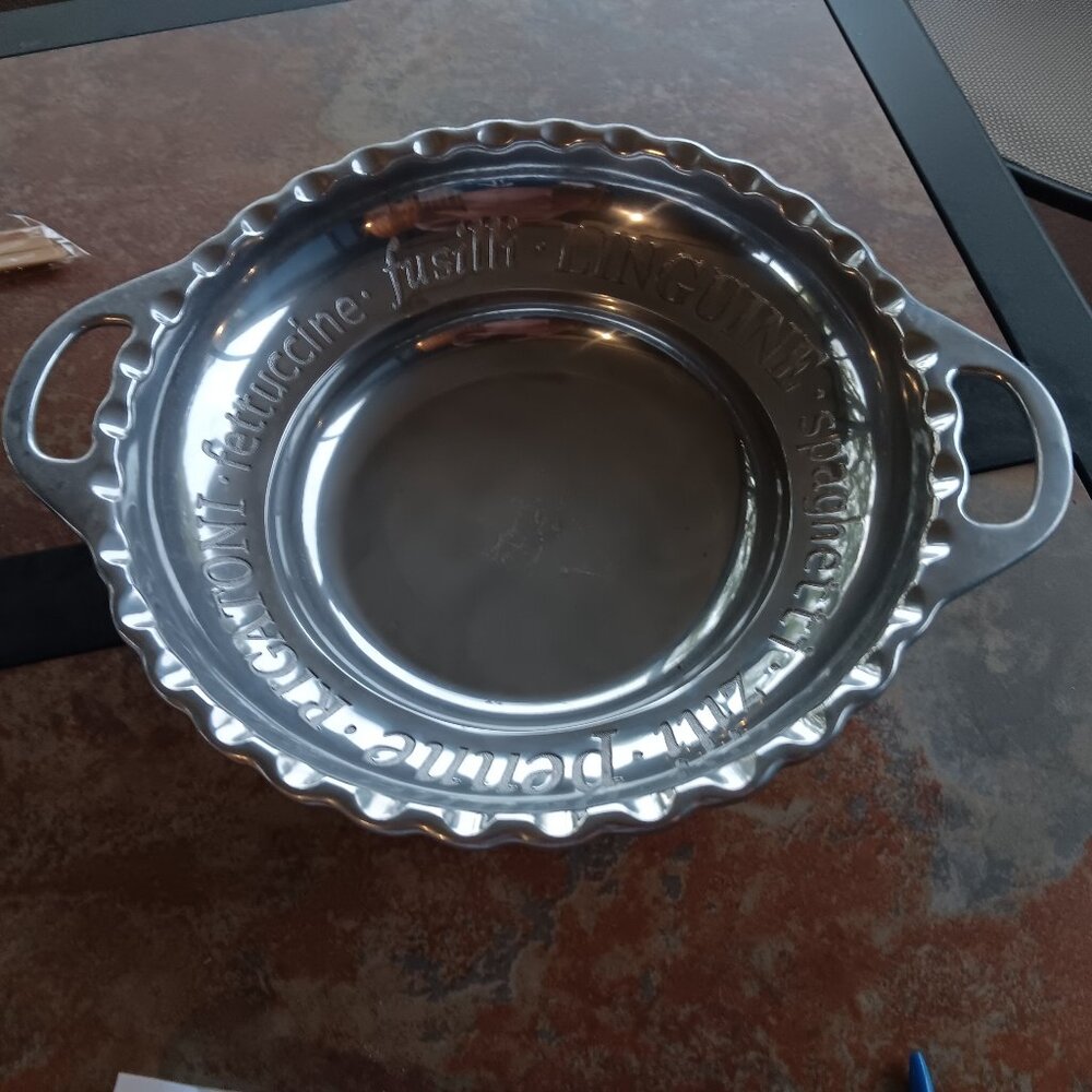 Lenox Metal Pasta Bowl.  With different pastas embossed all around the inside.
